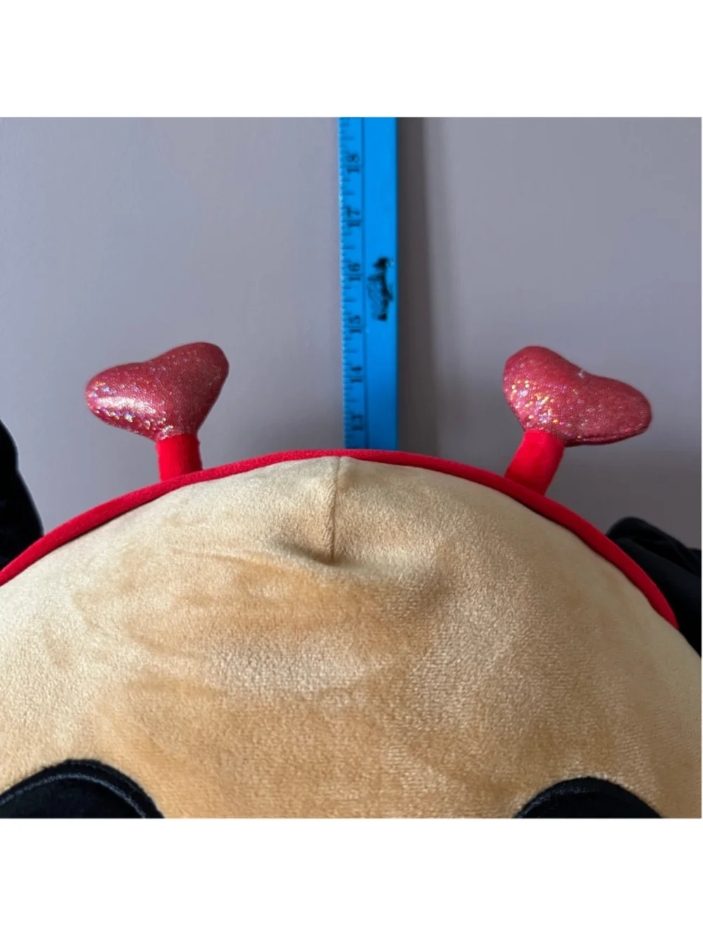 Squishmallows Brown Pug Plush 13” Red Heart Antennae Valentine Wings
